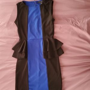Blue and black peplum dress